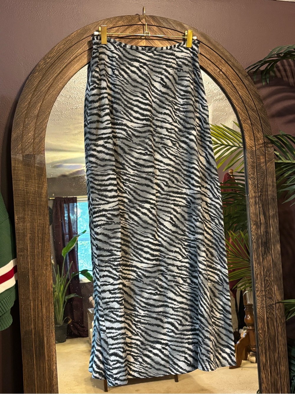 Zebra Print Maxi Skirt - Black & White